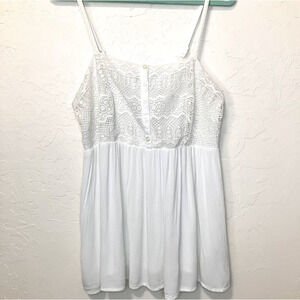 Torrid White Lace Babydoll Cami Top Adjustable Straps Flowy Romantic Boho Sz 0